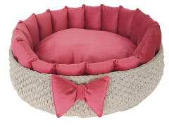 Ful tasarım gri-penbe uyumlu taytüyü  örgü  kedi ve köpek yatağı