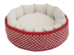 Ful tasarım kırmızı-beyaz  tay tüyü iç yataklı örgü  ve köpek yatağı