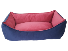 TAY TÜYÜ KÖŞELİ KÖPEK YATAĞI ( Pembe / Lacivert Çift Taraflı Kullanılabilir, Tırmalamalara Karşı Ekstra Dayanıklı)